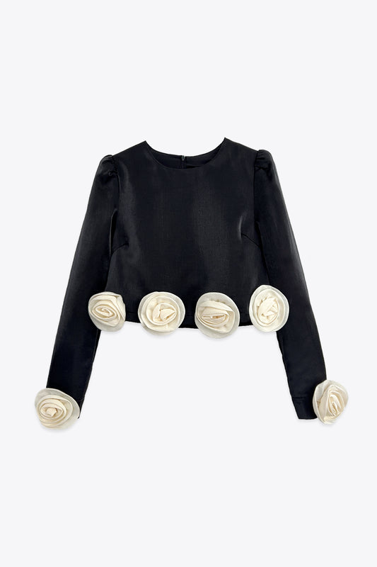 TOP À FLEURS BICOLORES