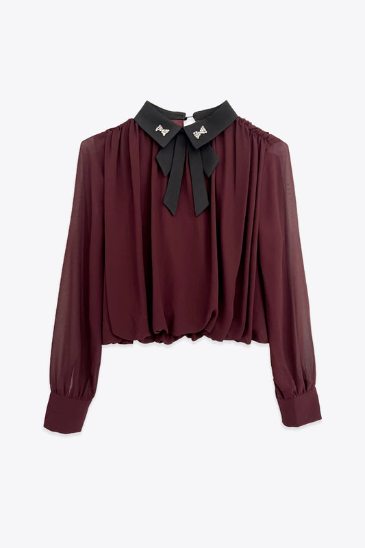 CHEMISIER PLISSÉ BICOLORE