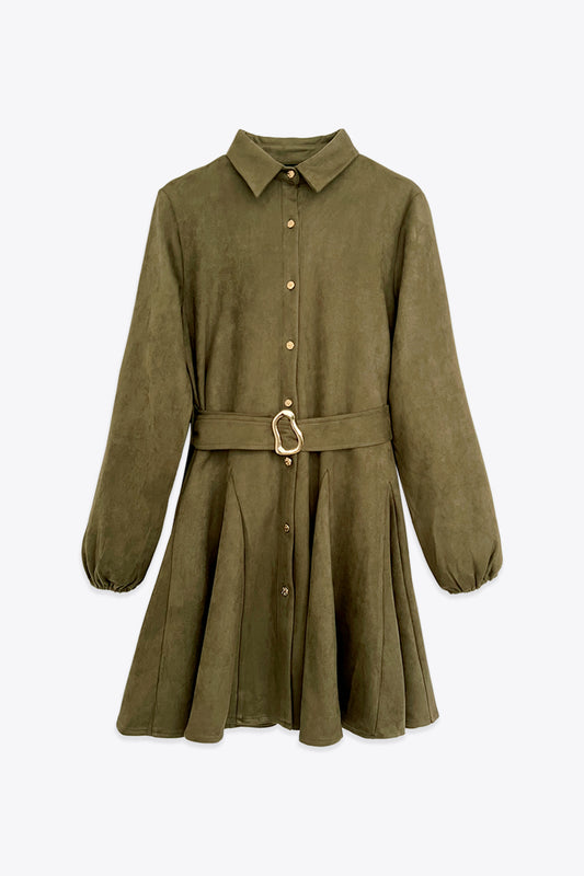 SUEDE SHIRT DRESS