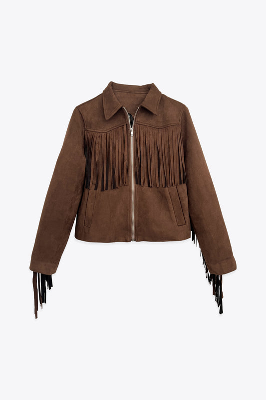 VESTE SUÉDINE À FRANGES