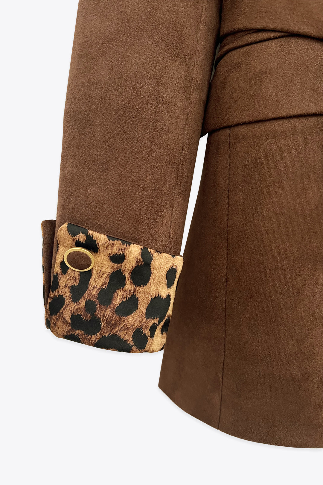 BLAZER EN SUÉDINE À REVERS LÉOPARD