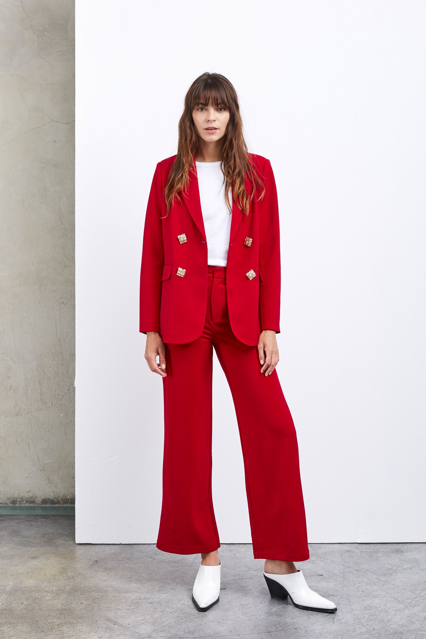PANTALON À PINCES ROUGE