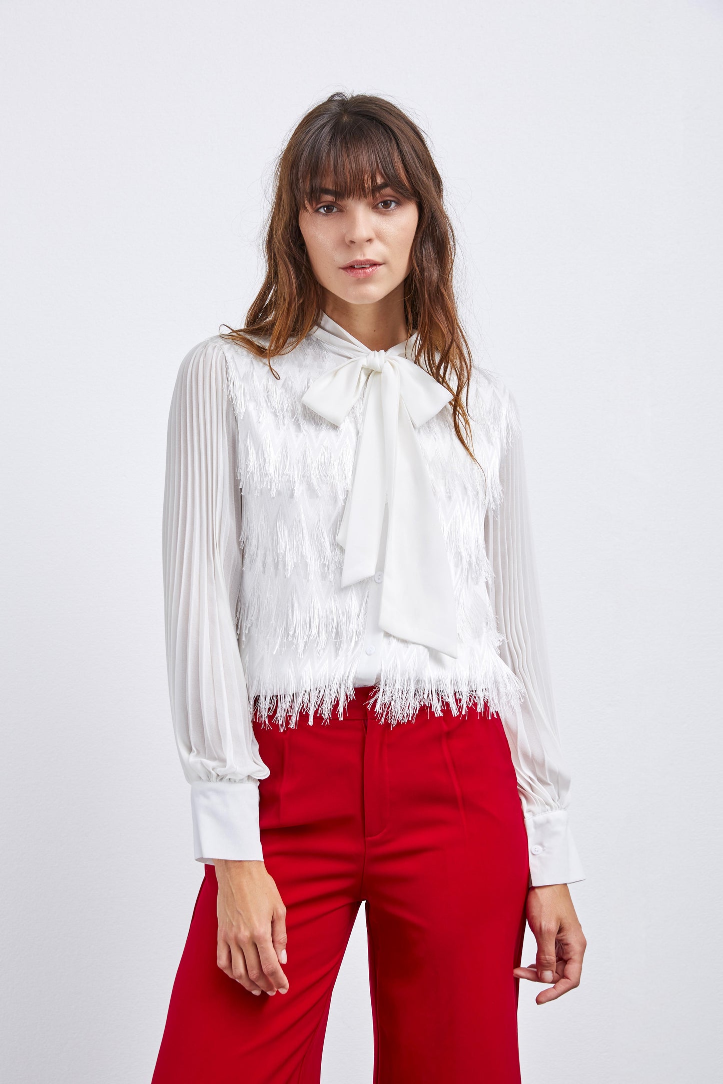 PANTALON À PINCES ROUGE