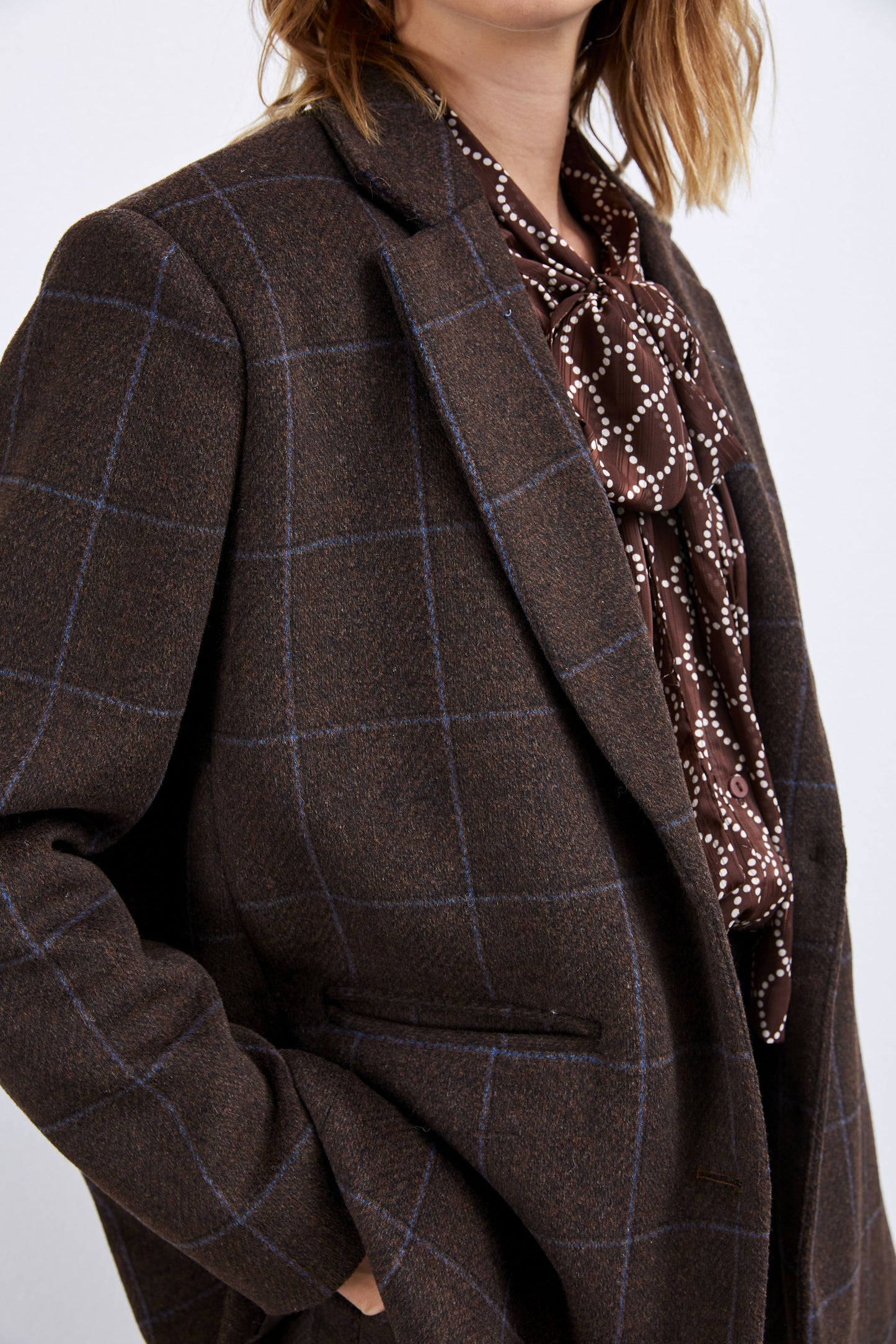 BLAZER OVERSIZE À CARREAUX EN LAINE