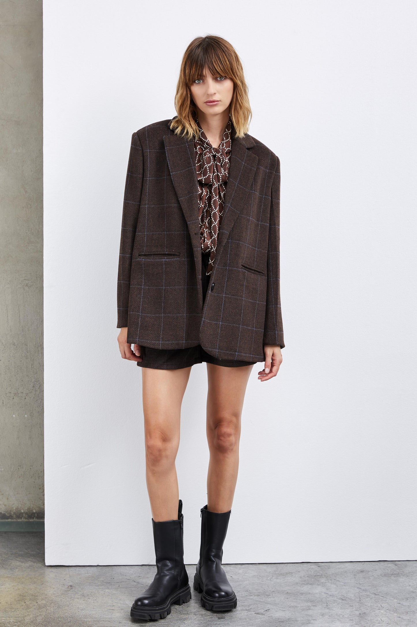 BLAZER OVERSIZE À CARREAUX EN LAINE