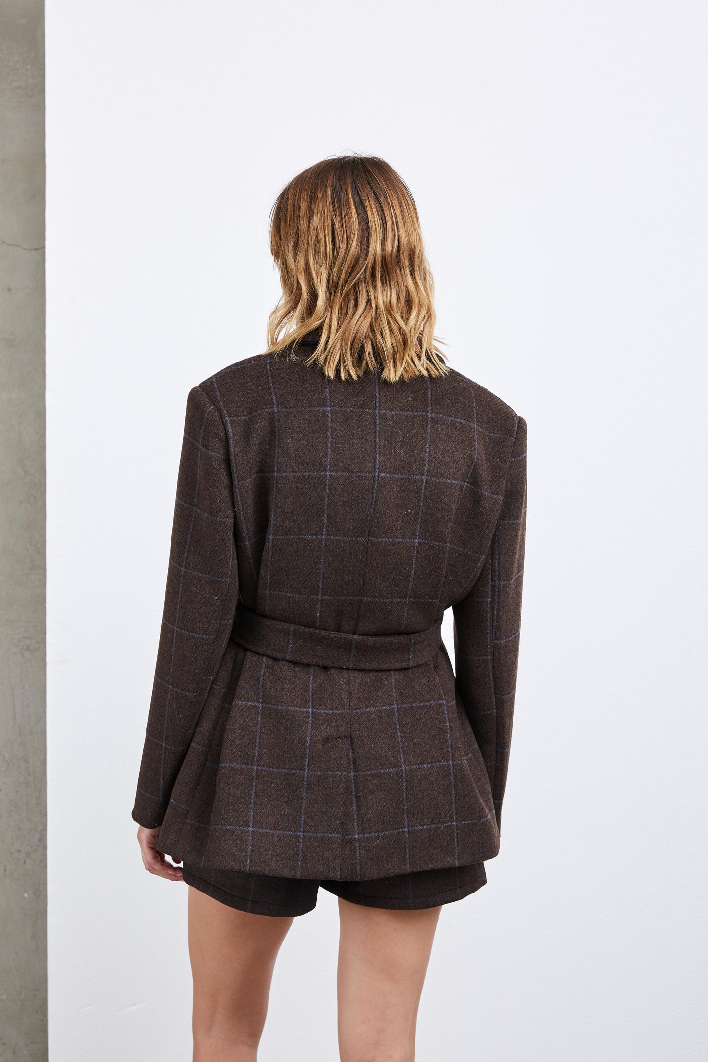 BLAZER OVERSIZE À CARREAUX EN LAINE