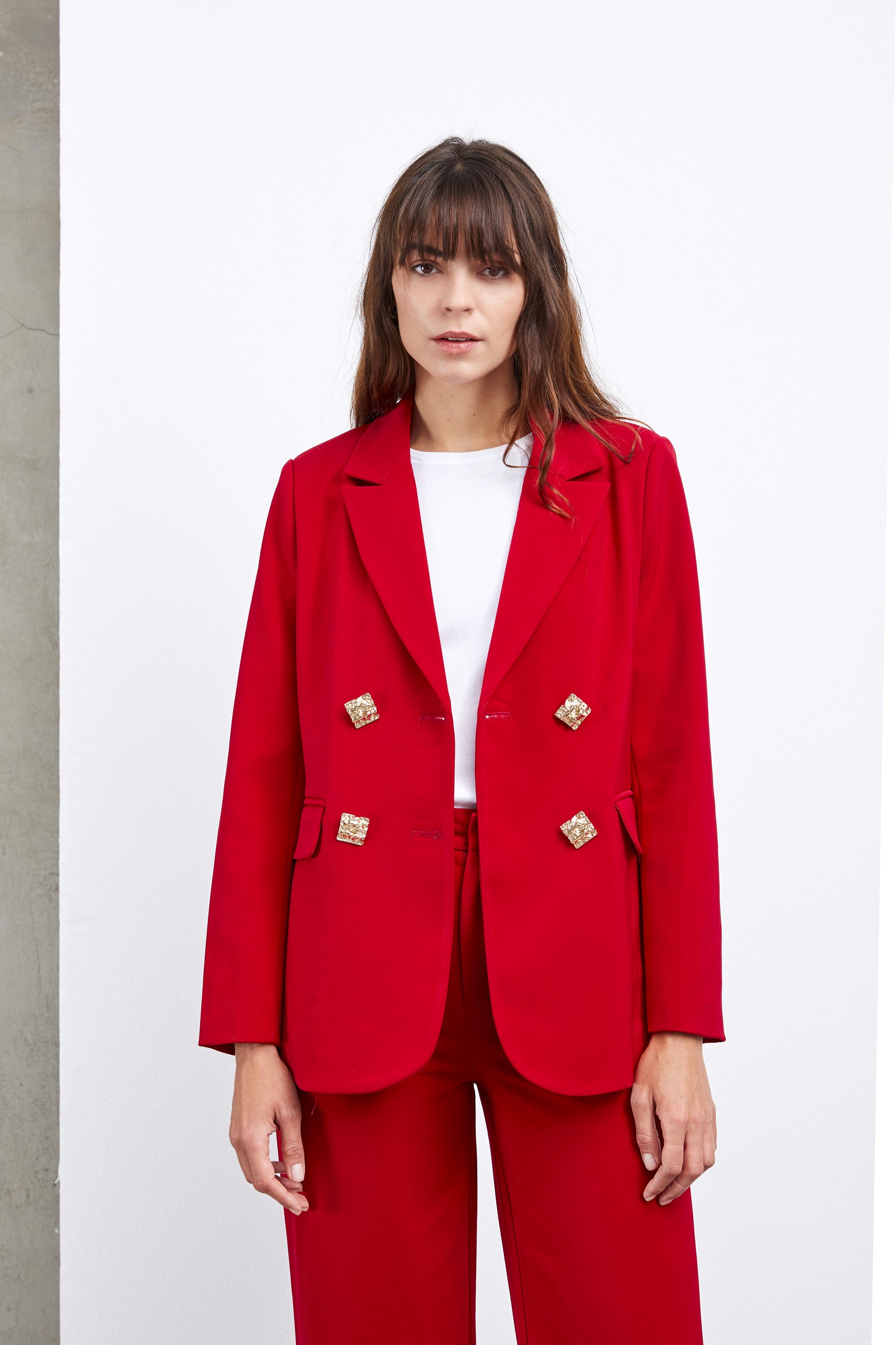 Fashion Blazer Red Blazer With Gold Buttons Womens Red Military