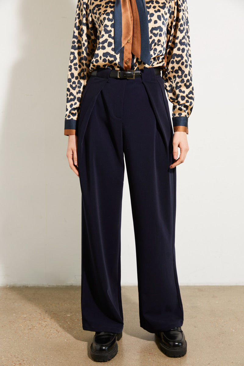 PANTALON À CEINTURE MARINE