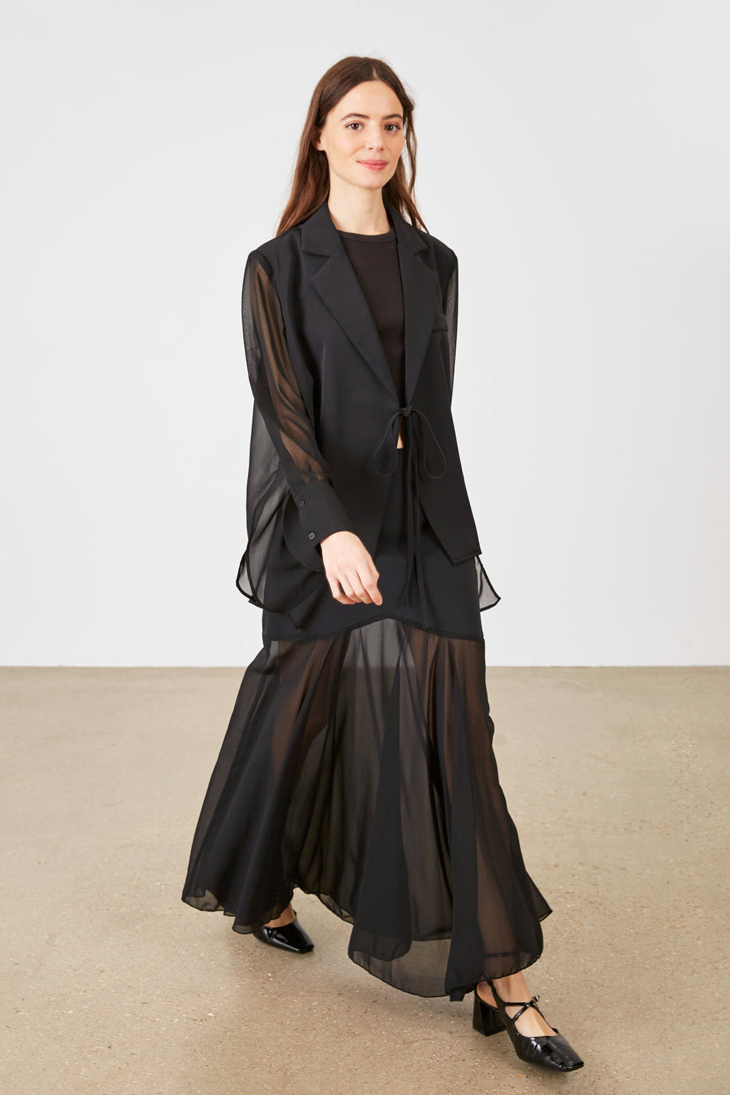 JUPE BI-MATIÈRE VOILE