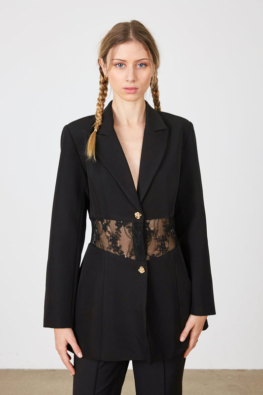 BLAZER LONG À DENTELLE