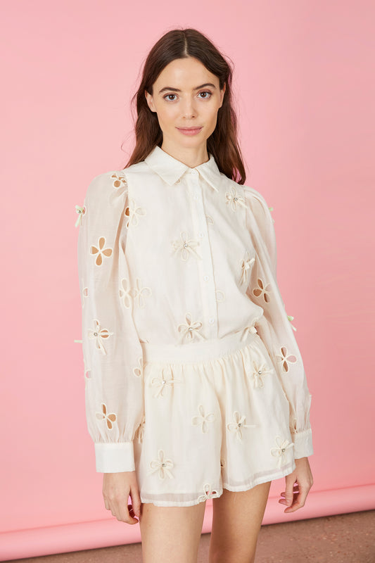 CHEMISE AJOURÉE À STRASS