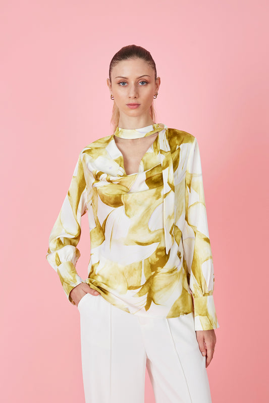 CHEMISIER IMPRIMÉ À COL DRAPÉ