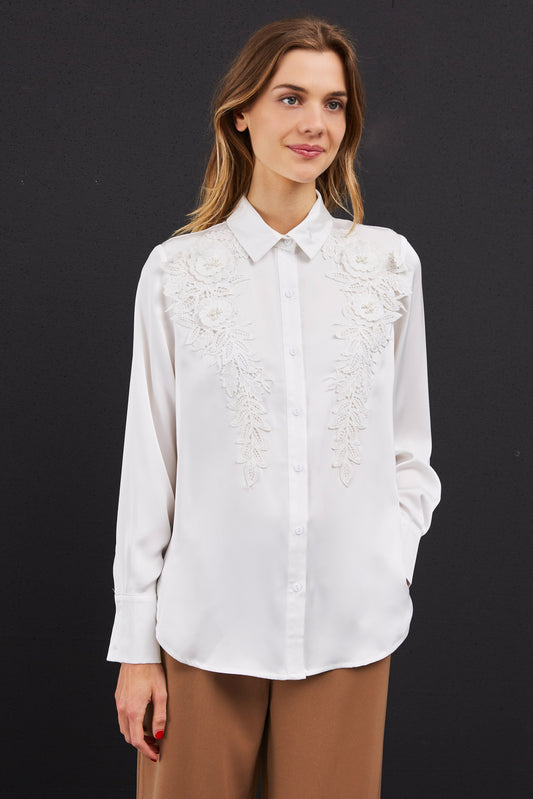 CHEMISE À DENTELLE PERLÉE