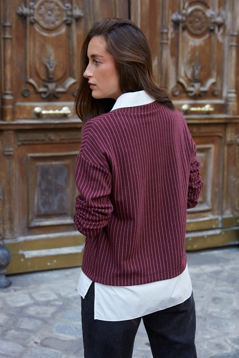 PULL CHEMISE À RAYURES