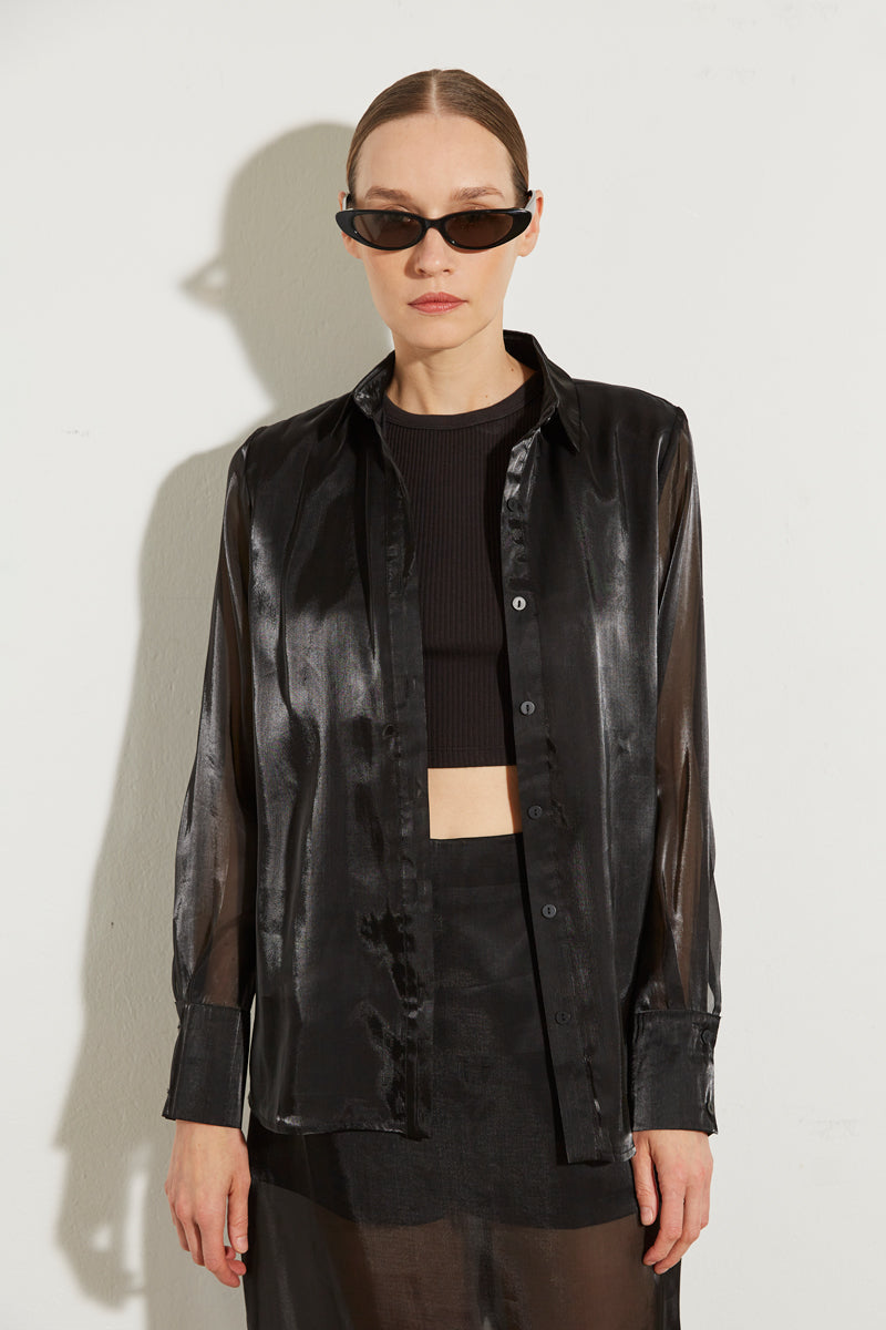 BLACK ORGANZA SHIRT