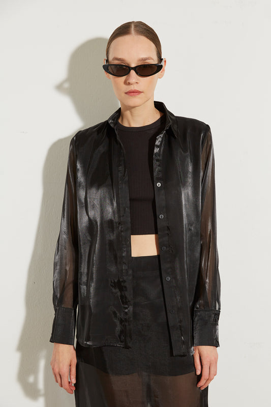 BLACK ORGANZA SHIRT