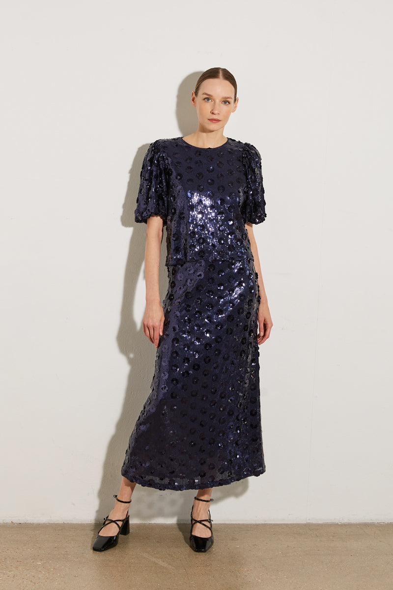 TOP À SEQUINS FLEURIS