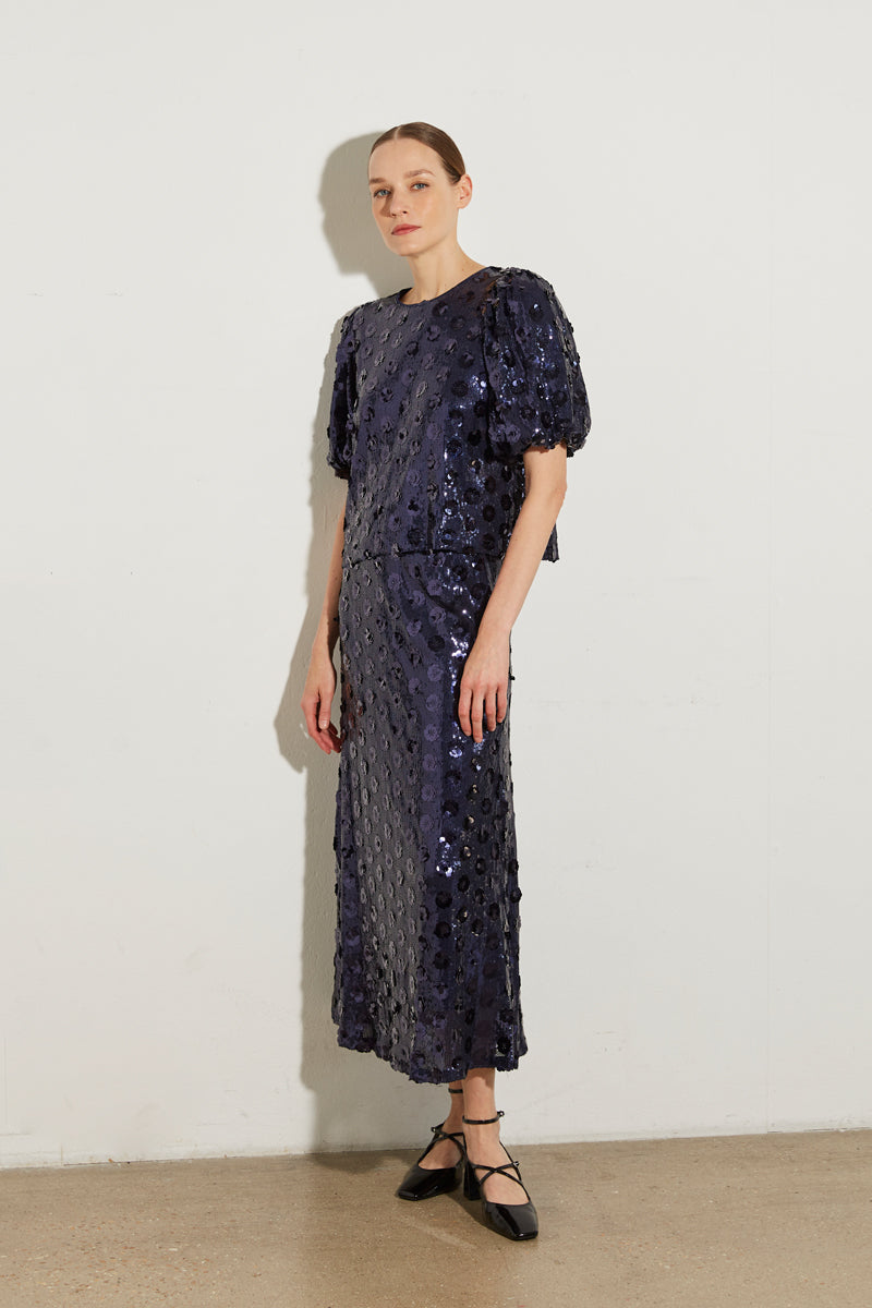 TOP À SEQUINS FLEURIS