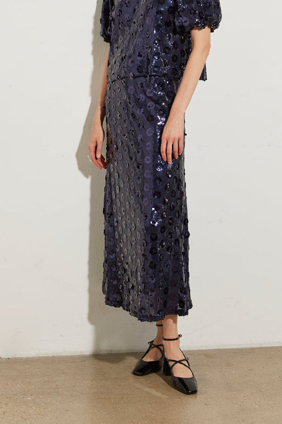 JUPE À SEQUINS FLEURIS