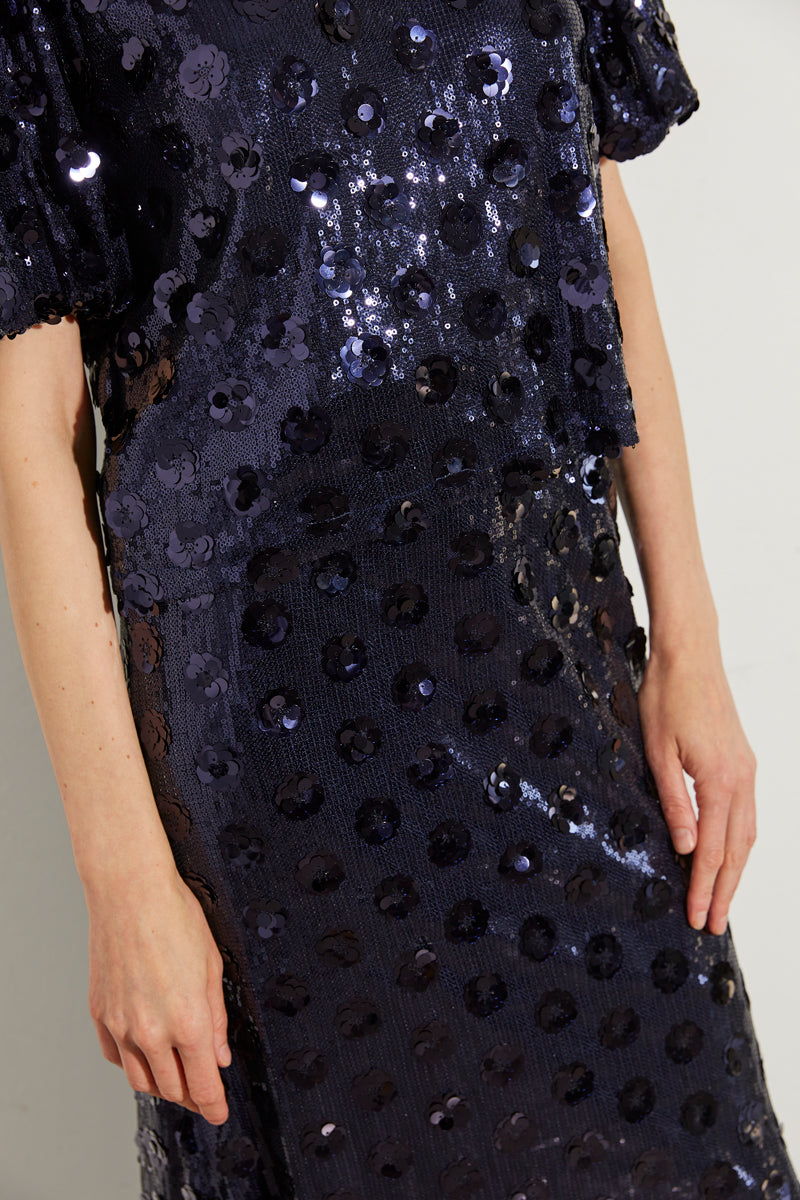 JUPE À SEQUINS FLEURIS