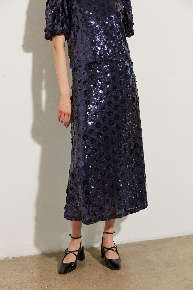 JUPE À SEQUINS FLEURIS
