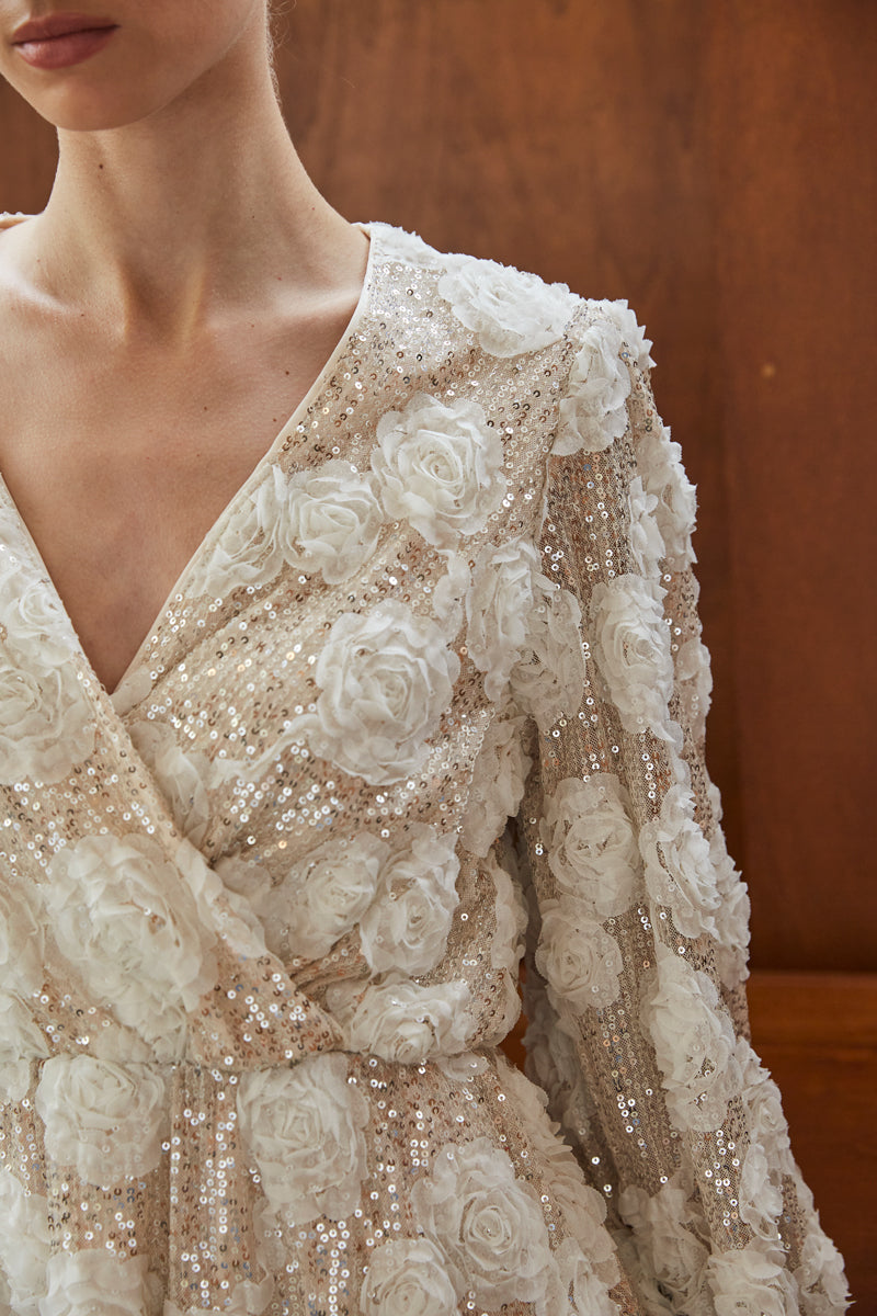 ROBE PAILLETÉE À FLEURS