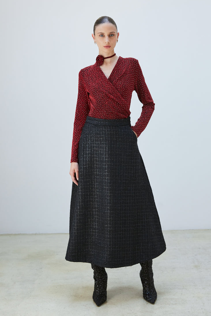 TOP PAILLETÉS À FLEURS