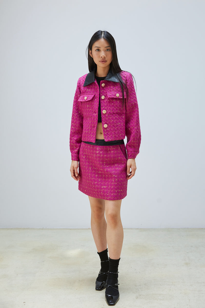 JUPE EN TWEED FUCHSIA