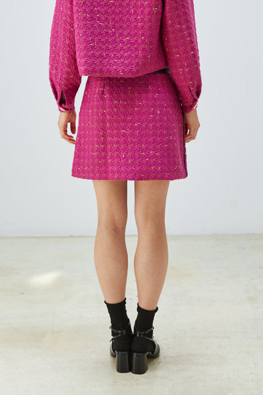 JUPE EN TWEED FUCHSIA