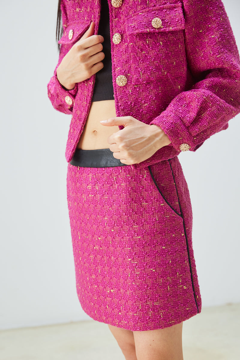 JUPE EN TWEED FUCHSIA