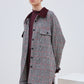 VESTE À CARREAUX ET VELOURS CÔTELÉ
