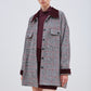 VESTE À CARREAUX ET VELOURS CÔTELÉ