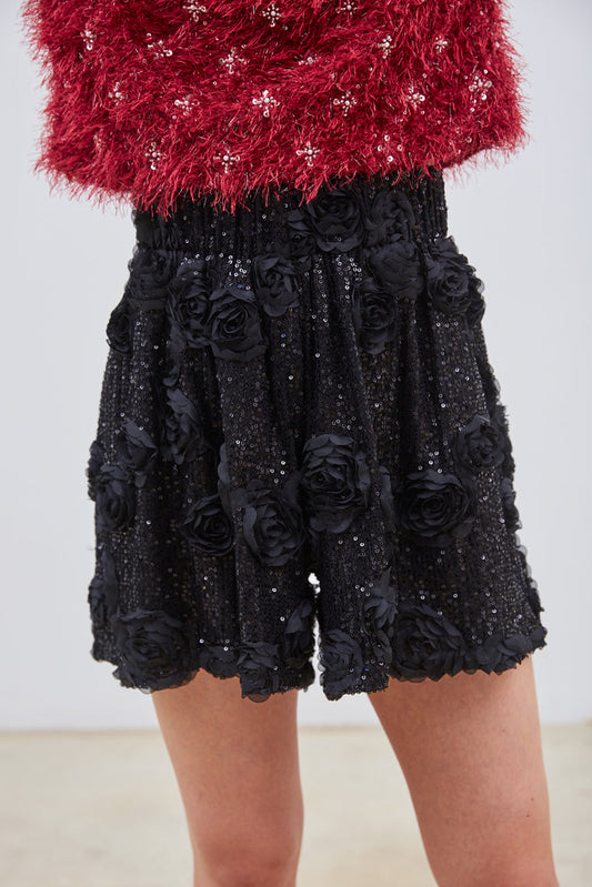 SHORT FLEURIS À SEQUINS