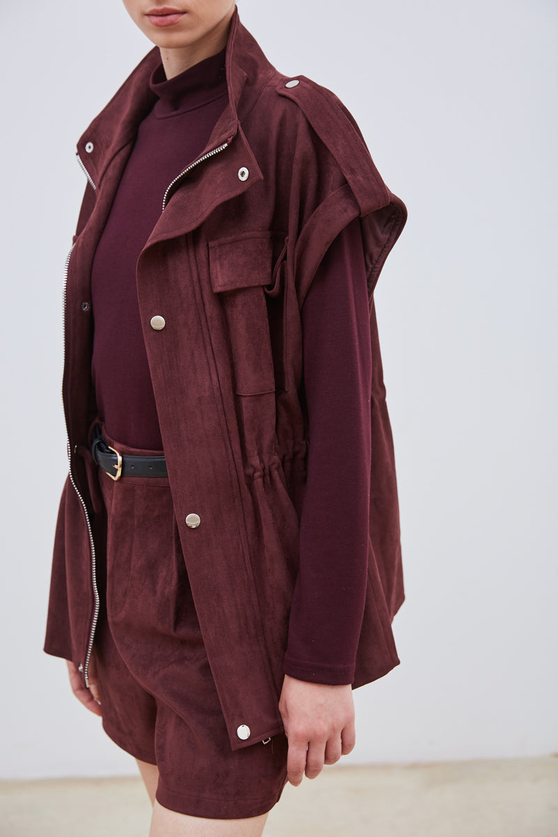 Satin Sleeveless Blazer