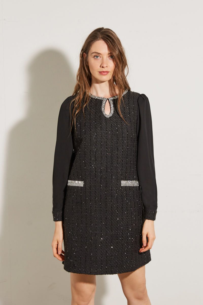 ROBE TWEED À PAILLETTES