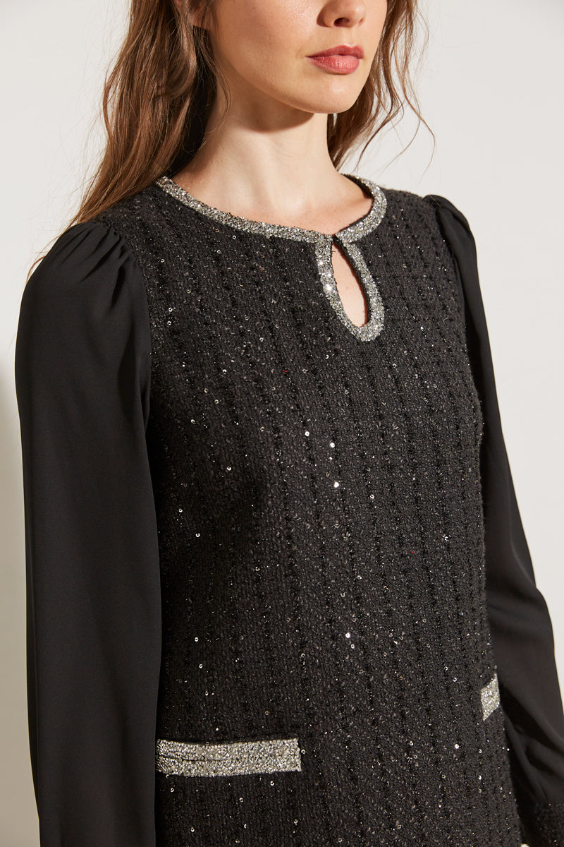 ROBE TWEED À PAILLETTES