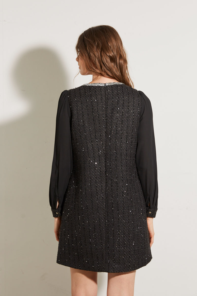 ROBE TWEED À PAILLETTES