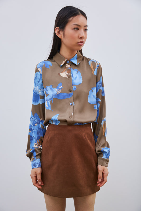 CHEMISE FLEURIE BLEU