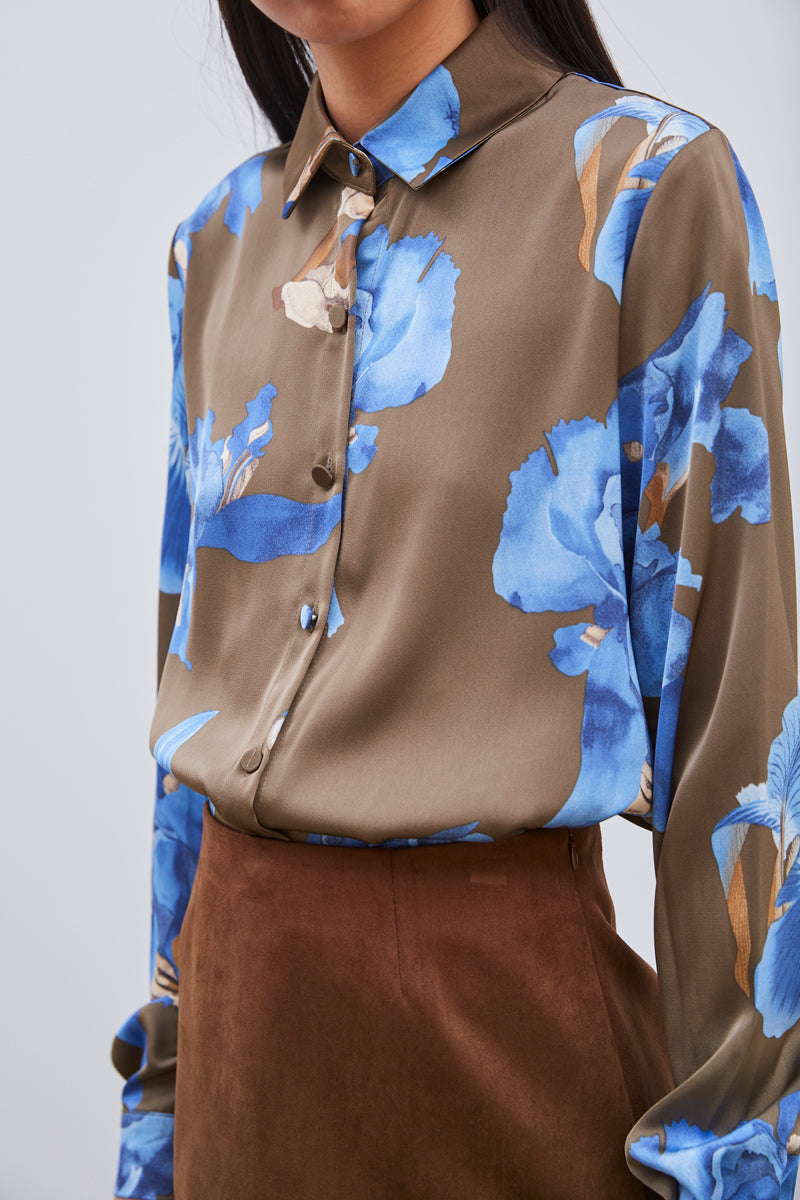 CHEMISE FLEURIE BLEU