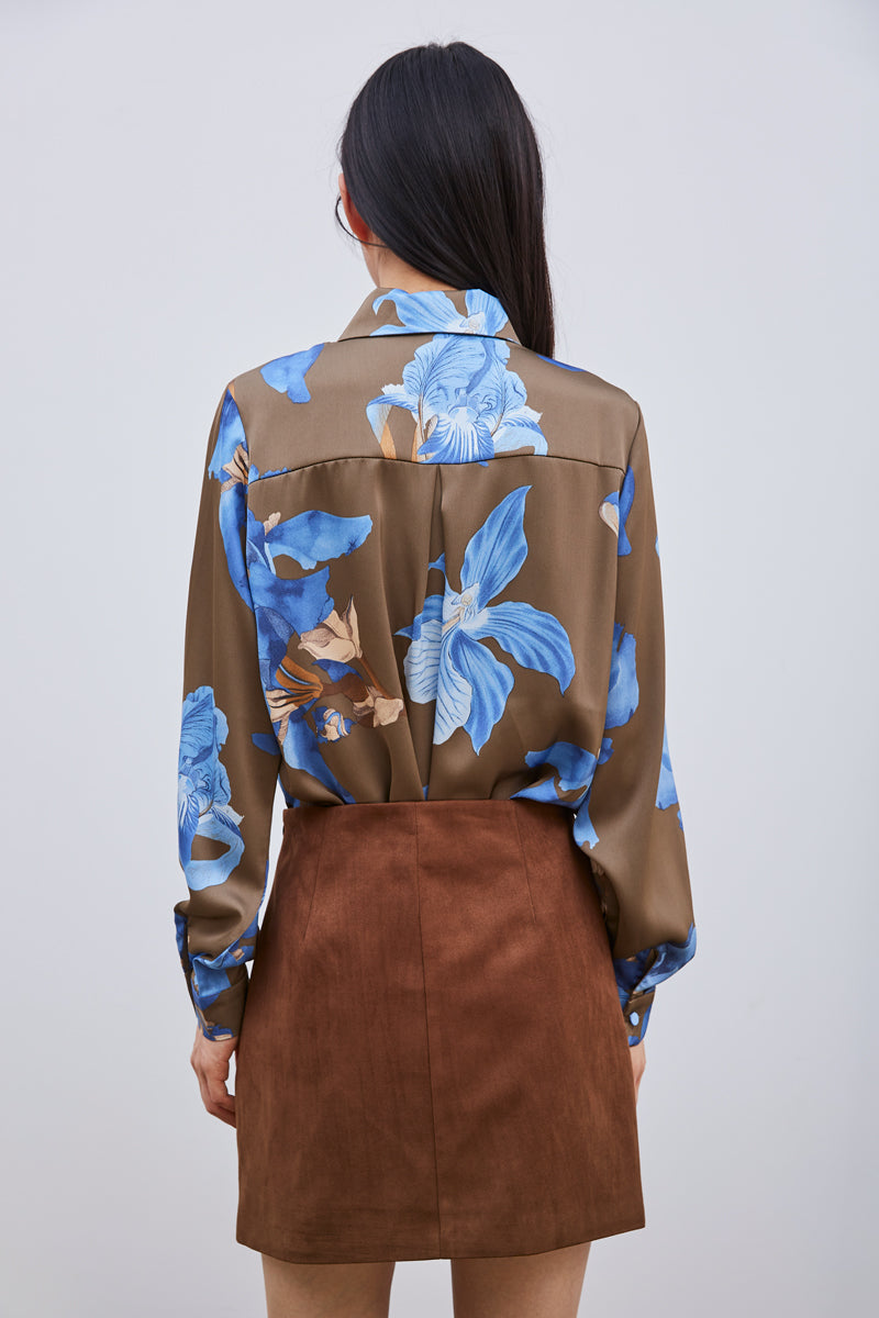 CHEMISE FLEURIE BLEU