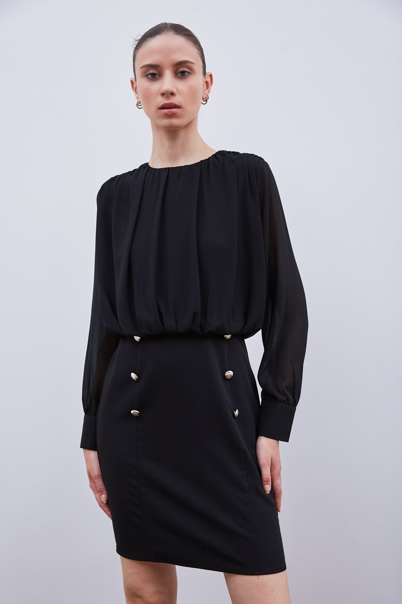 ROBE À BOUTONS NOIR