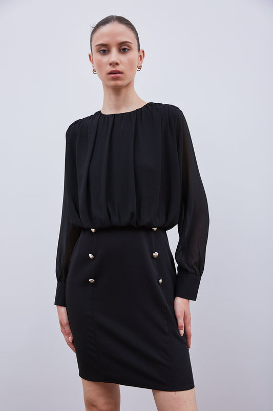 ROBE À BOUTONS NOIR