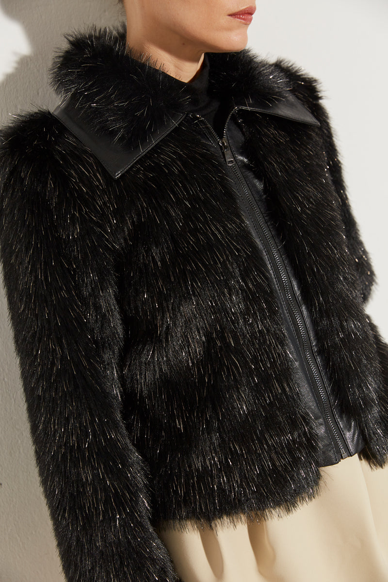FUR AND FAUX LEATHER JACKET