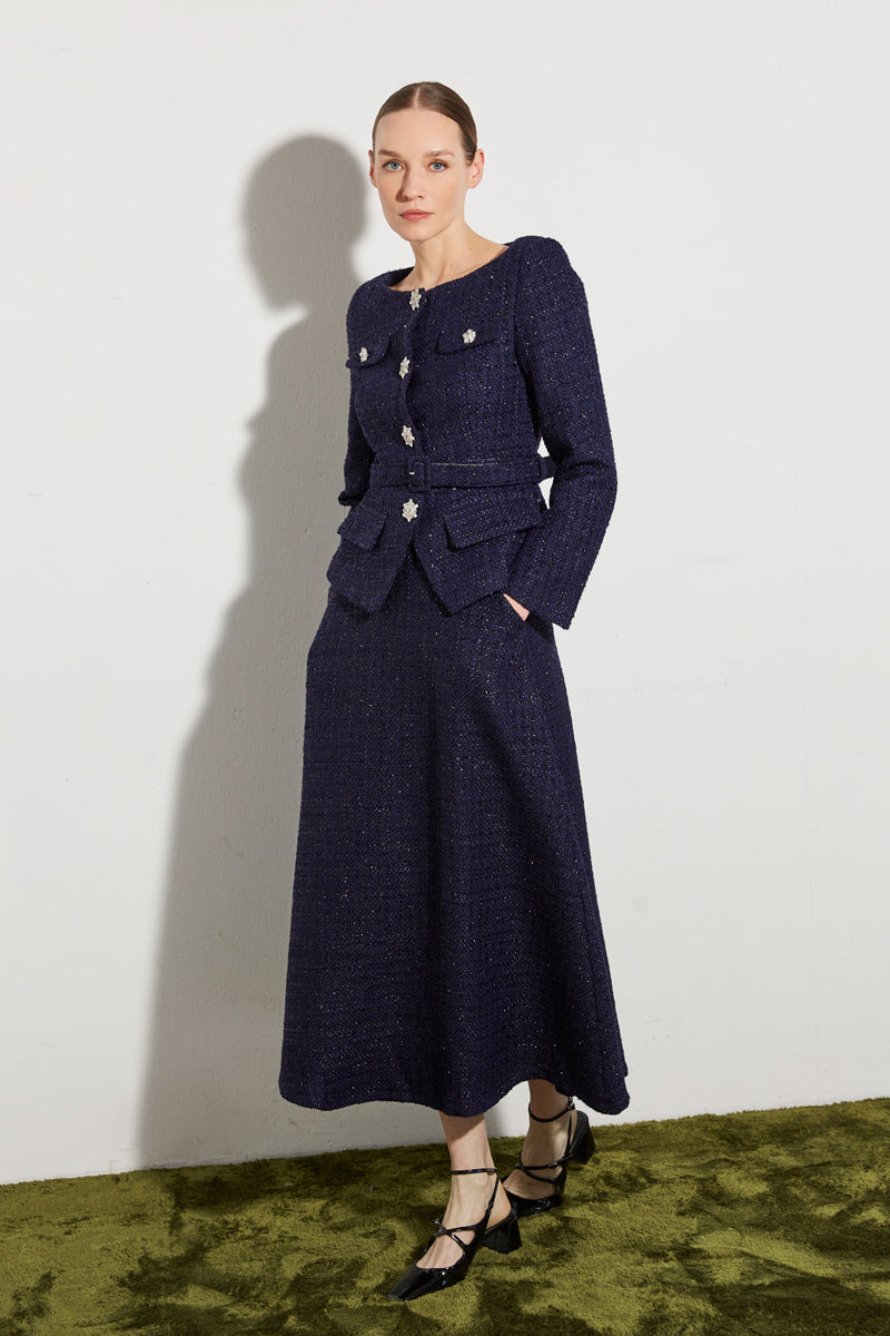 VESTE EN TWEED BOUTONS À STRASS