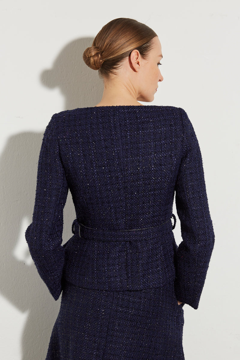 VESTE EN TWEED BOUTONS À STRASS