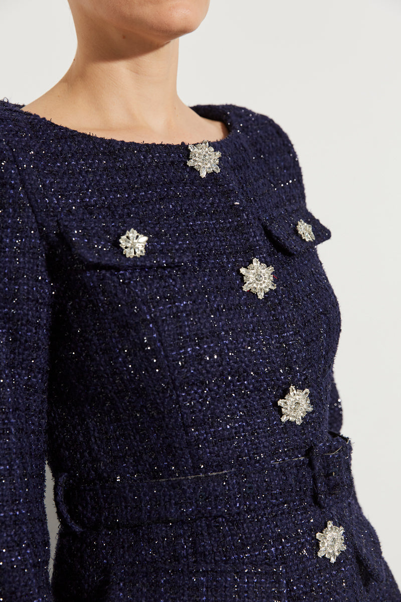 VESTE EN TWEED BOUTONS À STRASS