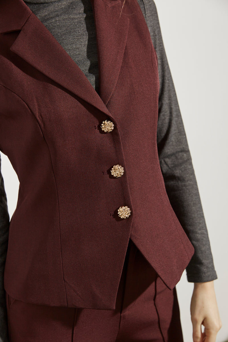 Satin Sleeveless Blazer