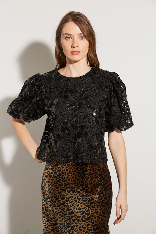 TOP TEXTURÉ À SEQUINS