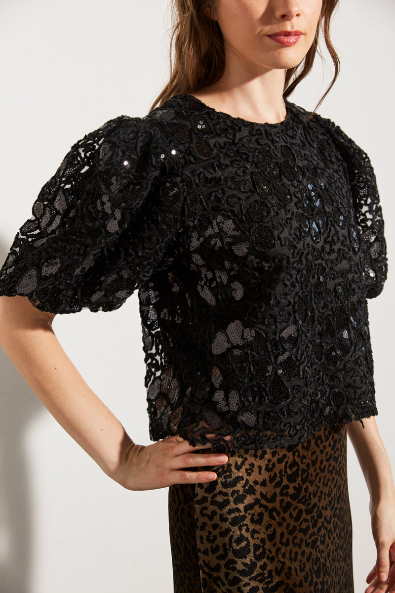 TOP TEXTURÉ À SEQUINS