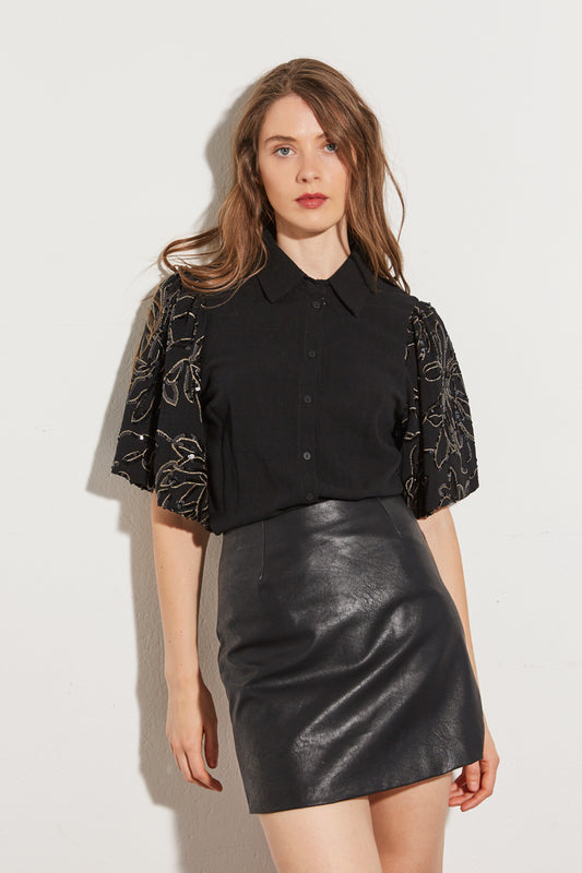 CHEMISIER À MANCHES BRODÉES